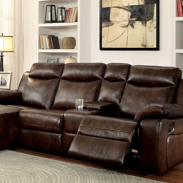 Hardy Brown Sectional w/ Console, Brown - Visions in Furniture (La Mirada, CA)