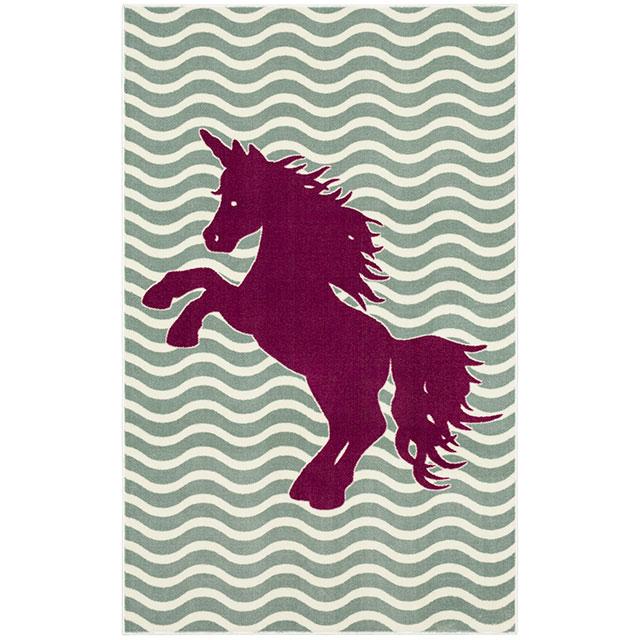 BARON 5' X 8', Area Rug, Horse, Sage Green/Fuchsia - Visions in Furniture (La Mirada, CA)