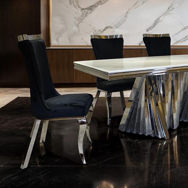 Basilicata 7 Pc Dining Table Set Chrome & Gold 5 - Visions in Furniture (La Mirada, CA)