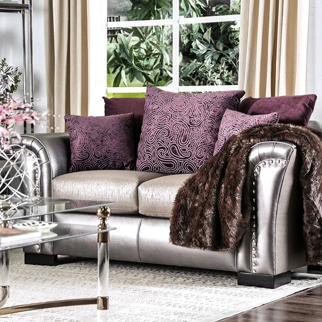 Benigno Love Seat Silver & Gray - Visions in Furniture (La Mirada, CA)