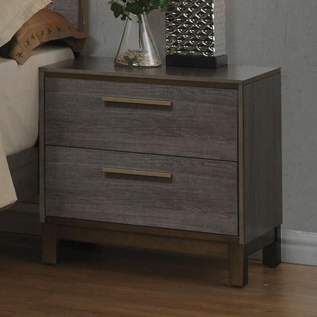 MANVEL Two-Tone Antique Gray Night Stand - Visions in Furniture (La Mirada, CA)