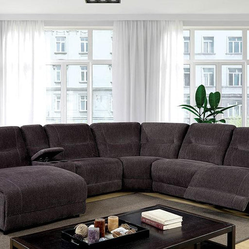 KARLEE II Gray Sectional w/ Console - Visions in Furniture (La Mirada, CA)