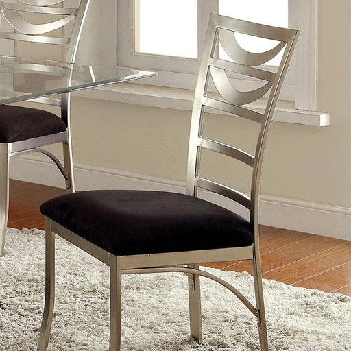 ROXO Silver/Black Side Chair (2/CTN) - Visions in Furniture (La Mirada, CA)