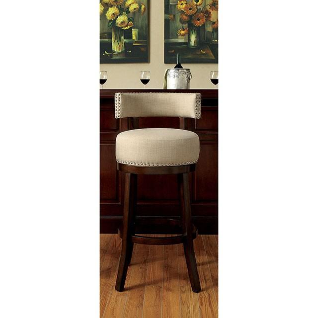 LYNSEY Dark Oak/Beige 24" Bar Stool - Visions in Furniture (La Mirada, CA)