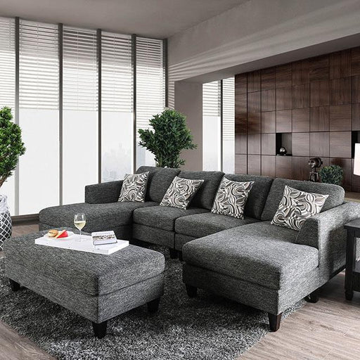 Lowry Gray Sectional w/ Ottoman - Visions in Furniture (La Mirada, CA)