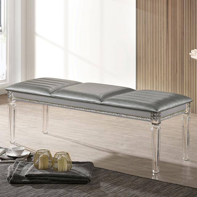 MADDIE Bench, Silver - Visions in Furniture (La Mirada, CA)