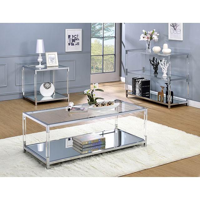Ludvig Chrome/Clear Sofa Table - Visions in Furniture (La Mirada, CA)