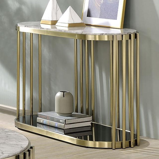 OFELIA Sofa Table, Antique Brass/Black - Visions in Furniture (La Mirada, CA)