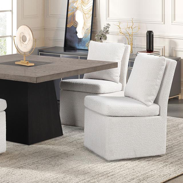 Broager 5 Pc Dining Table Set (White Swivel Chairs) - Visions in Furniture (La Mirada, CA)