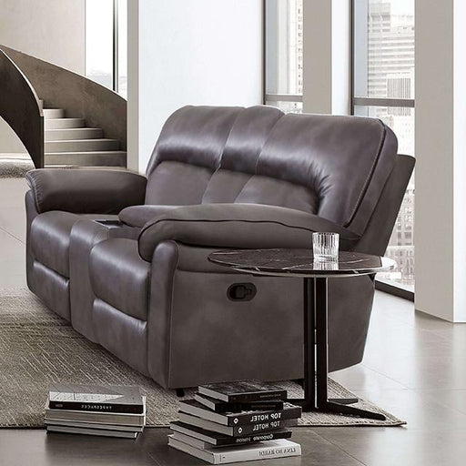 JOSIAS Loveseat, Dark Gray Leatherette - Visions in Furniture (La Mirada, CA)