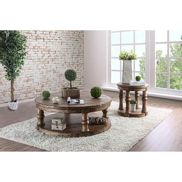 Mika Antique Oak End Table - Visions in Furniture (La Mirada, CA)