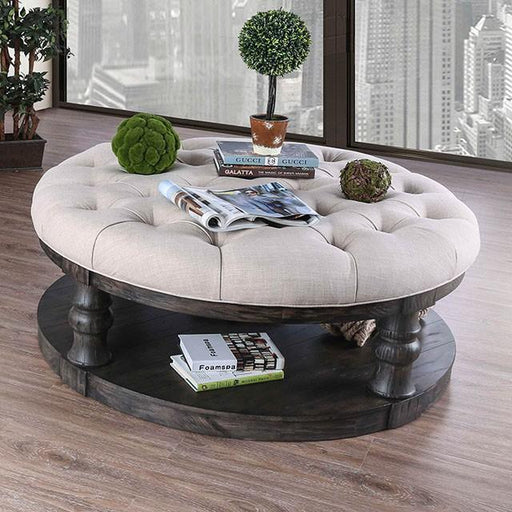 Mika Antique Gray Coffee Table w/ Cushion Top - Visions in Furniture (La Mirada, CA)