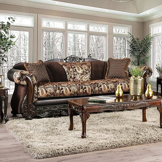Newdale Brown/Gold Sofa - Visions in Furniture (La Mirada, CA)
