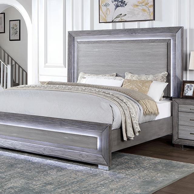 RAIDEN Cal.King, E.King, & Queen Bed, Gray - Visions in Furniture (La Mirada, CA)