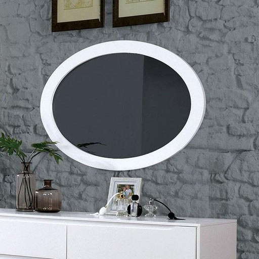 LENNART II White Oval Mirror - Visions in Furniture (La Mirada, CA)