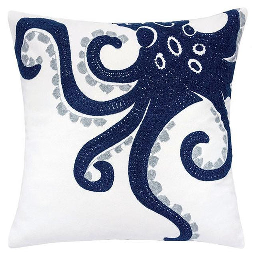 Maura White 20" X 20" Pillow, Octopus - Visions in Furniture (La Mirada, CA)