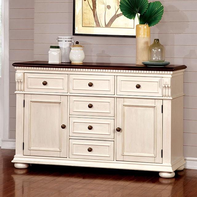 SABRINA Off White/Cherry Server, Cherry & White - Visions in Furniture (La Mirada, CA)