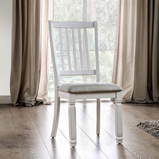 Kaliyah Vintage White/Light Gray Side Chair (2/CTN) - Visions in Furniture (La Mirada, CA)