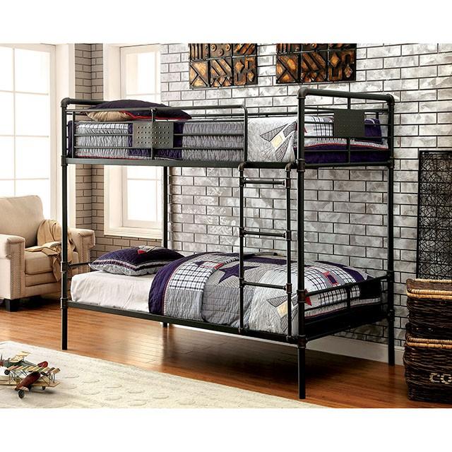 OLGA Antique Black Metal Twin/Twin Bunk Bed - Visions in Furniture (La Mirada, CA)