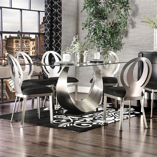 ORLA Silver/Black Dining Table - Visions in Furniture (La Mirada, CA)