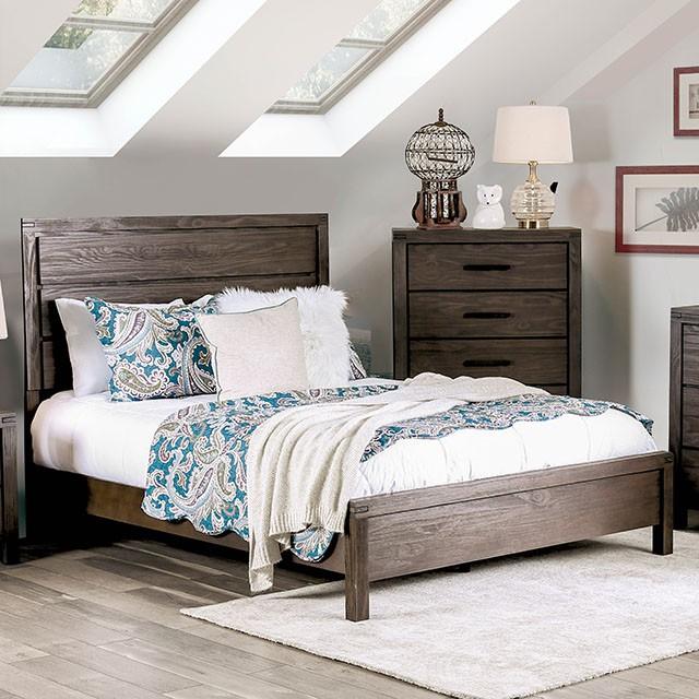Rexburg Wire-Brushed Rustic Brown E.King & Full Bed - Visions in Furniture (La Mirada, CA)