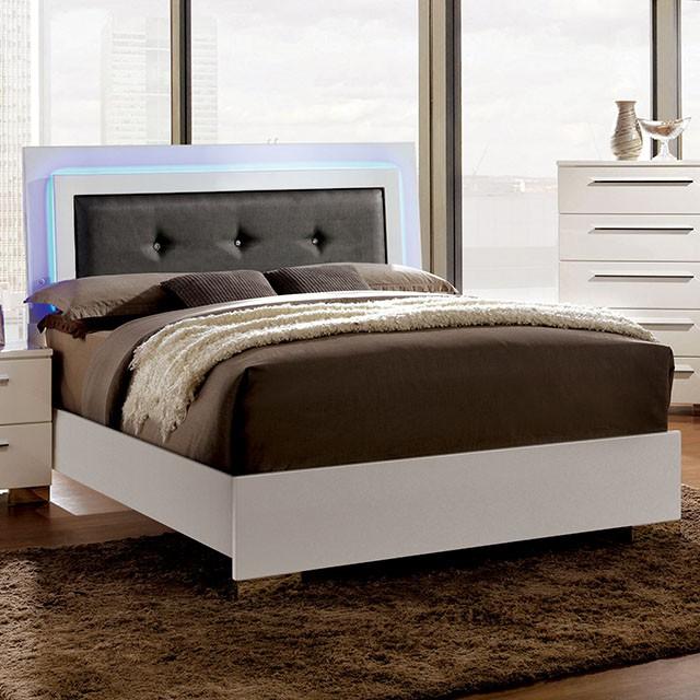 CLEMENTINE Glossy White E.King, Full,& Queen Bed - Visions in Furniture (La Mirada, CA)