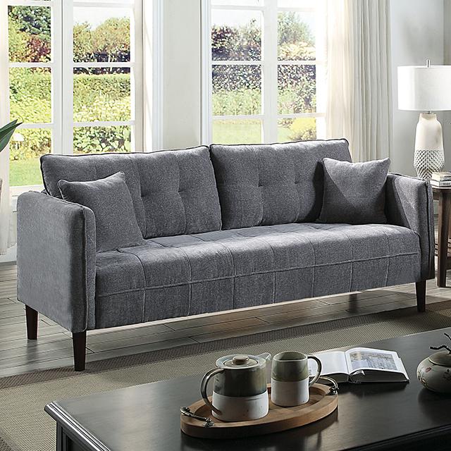 LYNDA Sofa w/ Pillows, Dark Gray - Visions in Furniture (La Mirada, CA)