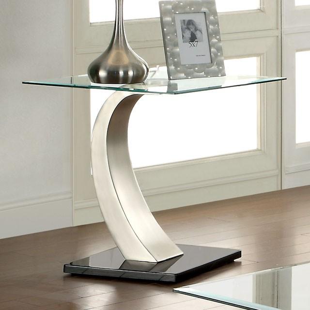 ROXO Satin Plated/Black End Table - Visions in Furniture (La Mirada, CA)