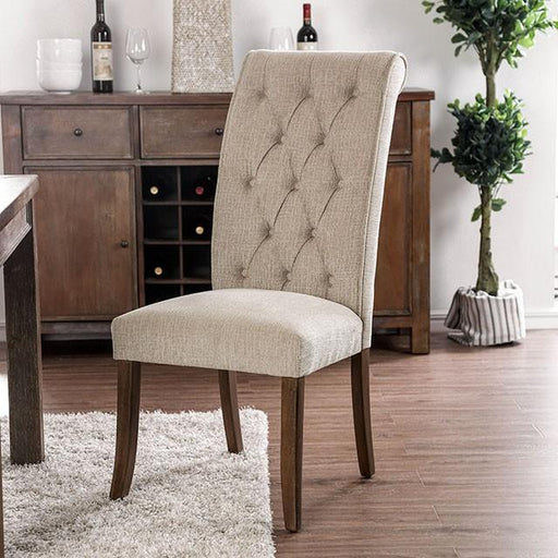 Marshall Beige/Rustic Oak Side Chair (2/CTN) - Visions in Furniture (La Mirada, CA)