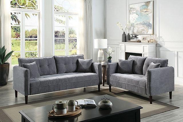 LYNDA Sofa w/ Pillows, Dark Gray - Visions in Furniture (La Mirada, CA)