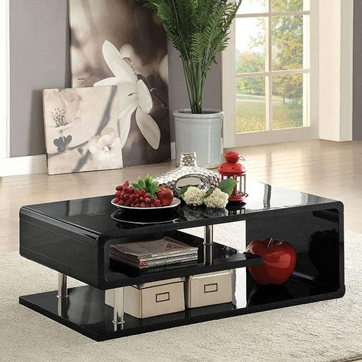 Ninove Black/Chrome Coffee Table - Visions in Furniture (La Mirada, CA)