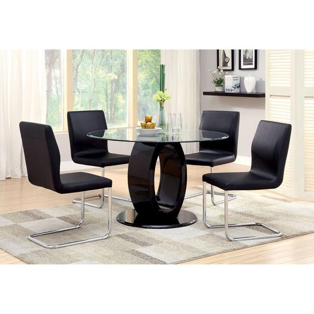 LODIA I Black Round Table - Visions in Furniture (La Mirada, CA)