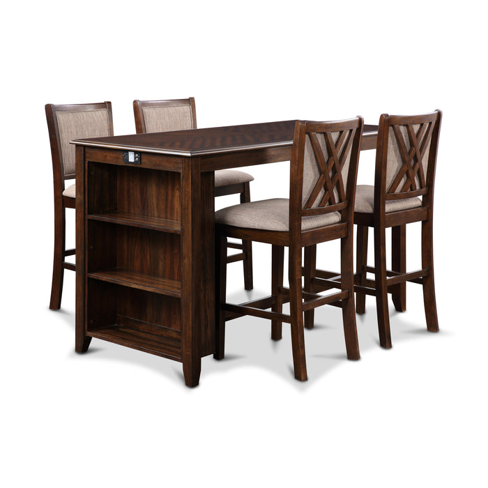 AMY 60" COUNTER TABLE+CHAIRS W/STG (5 PC) -CHERRY - Visions in Furniture (La Mirada, CA)