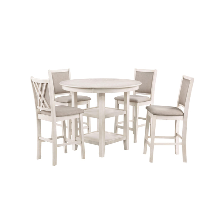 AMY 5 PC COUNTER TABLE SET-BISQUE - Visions in Furniture (La Mirada, CA)