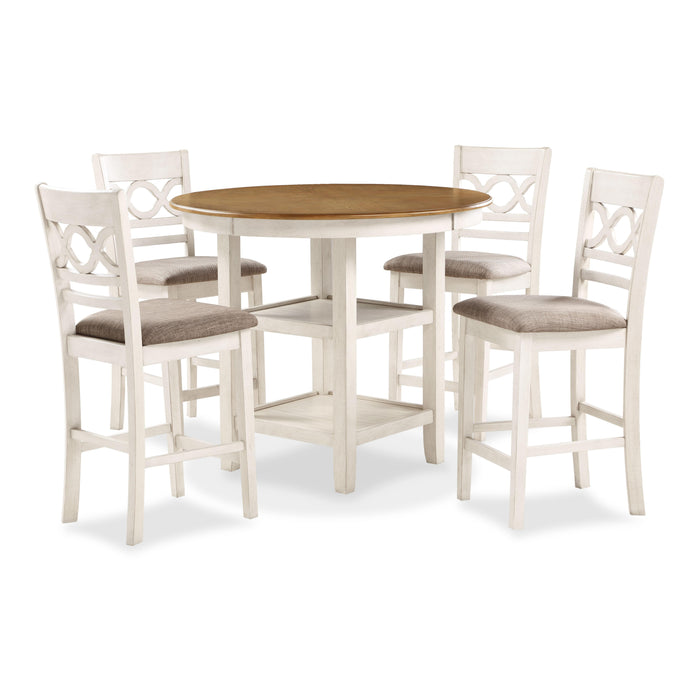 CORI COUNTER 5 PC SET-BISQUE/BROWN - Visions in Furniture (La Mirada, CA)