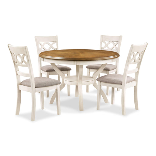 CORI ROUND DINING 5 PC SET-BISQUE/BROWN - Visions in Furniture (La Mirada, CA)