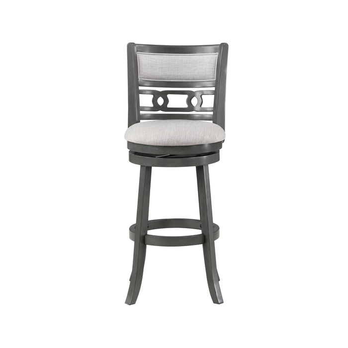 GIA 29" SWIVEL BARSTOOL-GRAY W/GRAY FABRIC SEAT - Visions in Furniture (La Mirada, CA)