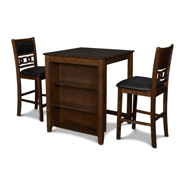 GIA 30" COUNTER TABLE W/2 CHAIRS & STG SHELF-BROWN - Visions in Furniture (La Mirada, CA)
