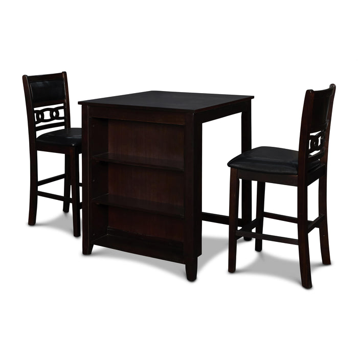 GIA 30" COUNTER TABLE W/2 CHAIRS & STG SHELF-EBONY - Visions in Furniture (La Mirada, CA)