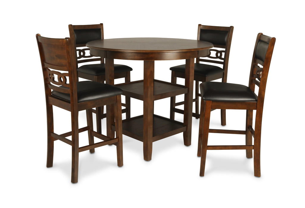 GIA ROUND COUNTER DINING 5 PC SET-BROWN - Visions in Furniture (La Mirada, CA)