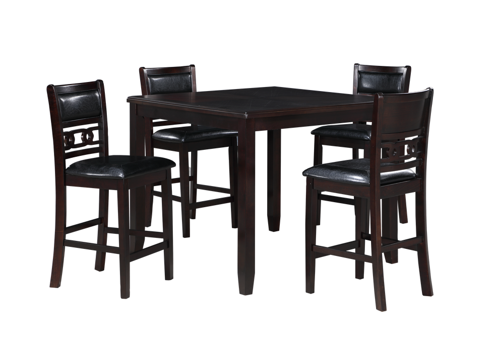 GIA 5PC 42" SQUARE COUNTER TABLE & 4 CHAIRS-EBONY - Visions in Furniture (La Mirada, CA)