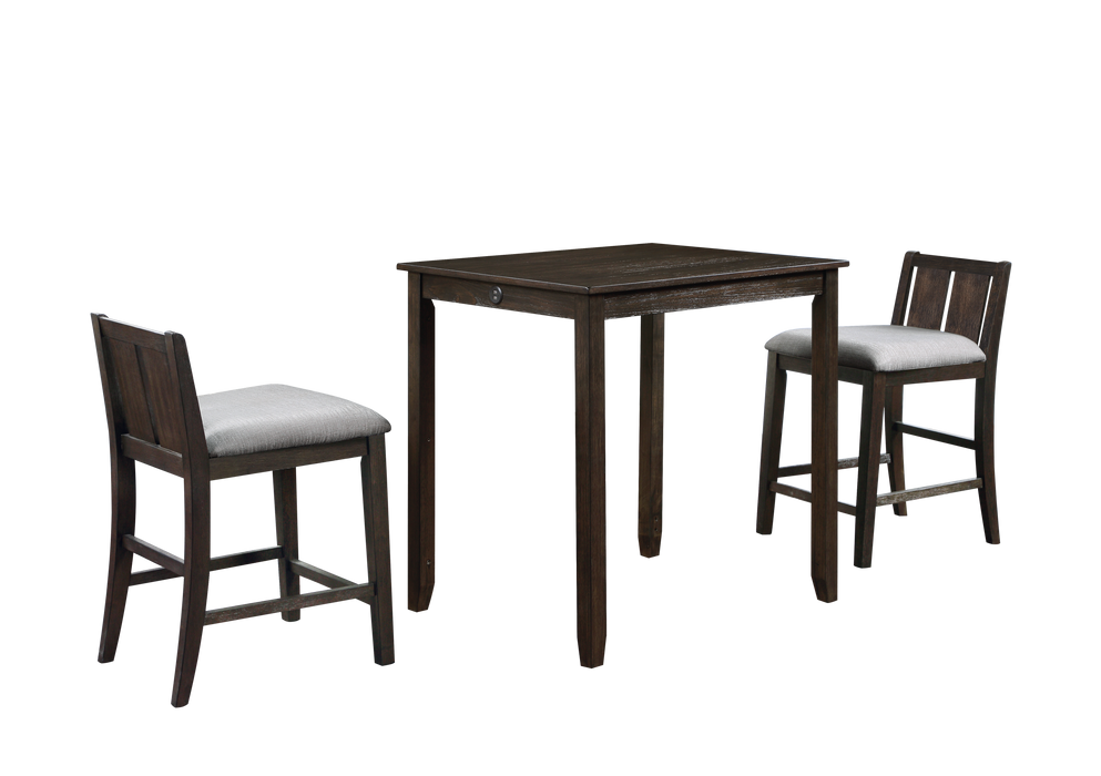 HESTON 36" STORAGE COUNTER TABLE SET W/2 CHAIRS-CHERRY - Visions in Furniture (La Mirada, CA)