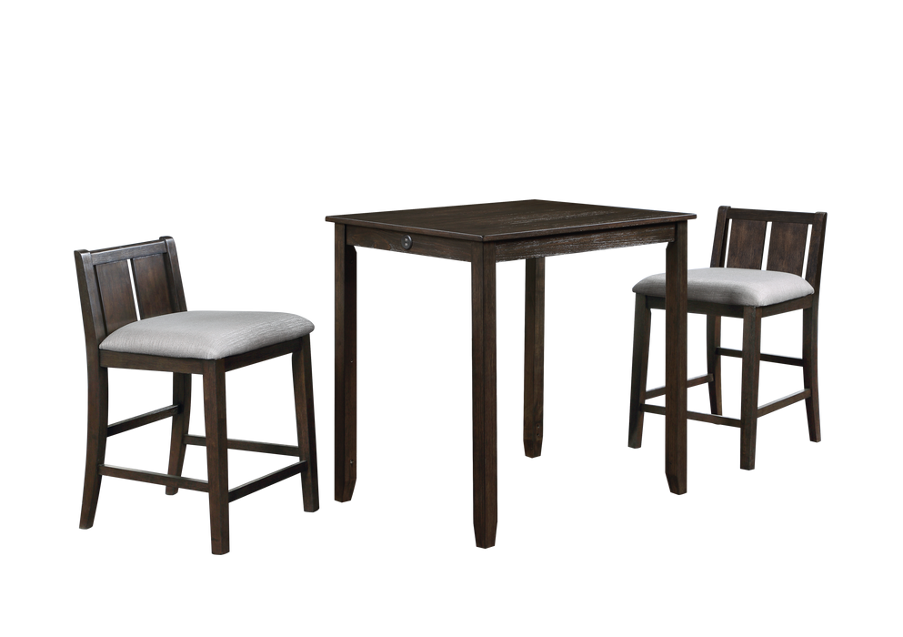 HESTON 36" STORAGE COUNTER TABLE SET W/2 CHAIRS-CHERRY - Visions in Furniture (La Mirada, CA)