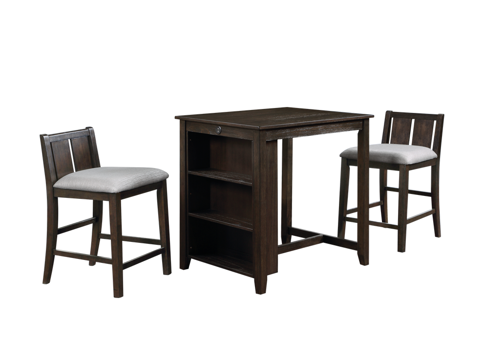 HESTON 36" STORAGE COUNTER TABLE SET W/2 CHAIRS-CHERRY - Visions in Furniture (La Mirada, CA)