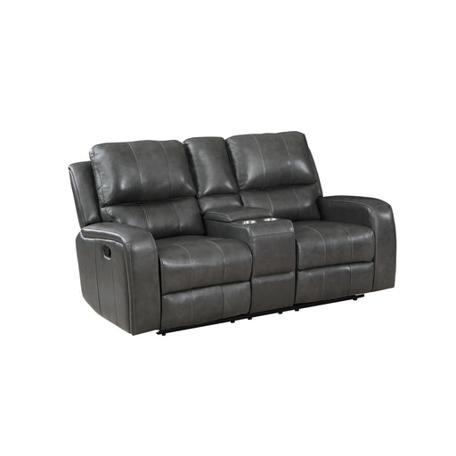 LINTON LEATHER CONSOLE LOVESEAT W/ PWR FR-GRAY - Visions in Furniture (La Mirada, CA)
