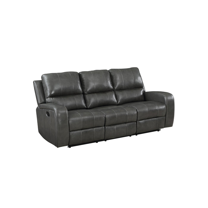 LINTON LEATHER SOFA W/DUAL RECLINER-GRAY - Visions in Furniture (La Mirada, CA)