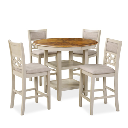MITCHELL 5 PC COUNTER SET-TWO TONE BISQUE/BROWN - Visions in Furniture (La Mirada, CA)