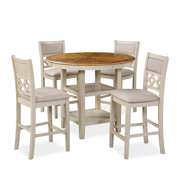 MITCHELL 5 PC COUNTER SET-TWO TONE BISQUE/BROWN - Visions in Furniture (La Mirada, CA)