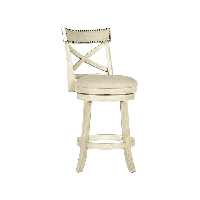 YORK 24" COUNTER STOOL-ANT WHITE W/FABRIC SEAT - Visions in Furniture (La Mirada, CA)