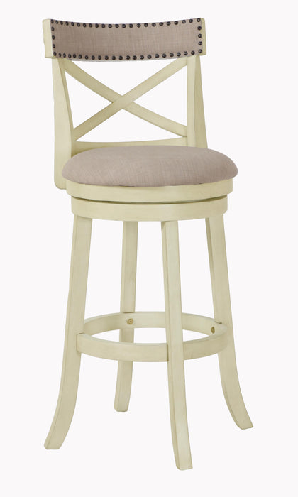 YORK 29" BAR STOOL-ANT WHITE W/FABRIC SEAT - Visions in Furniture (La Mirada, CA)